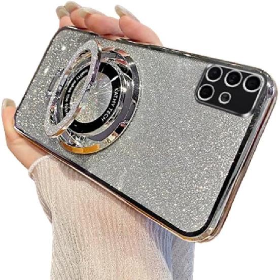 Case for Samsung Galaxy A71 4G Case Glitter Sparkly Diamond Luxury Plating Silicon TPU Soft Cover Camera Protector with Magnetic Ring Stand Holder