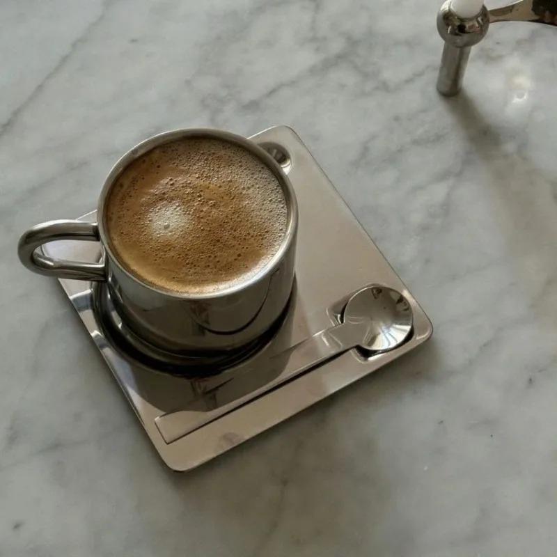 175ml Bürotassen Teetassen-Set Nordisches Design aus Metall Kaffeetassen Minimalistisches Kaffeeset