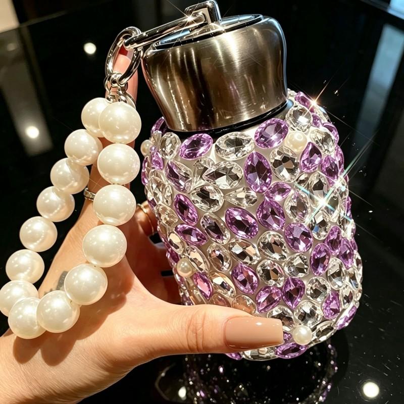 Elegant Diamond-Studded Stainless Steel Insulated Tumbler Women 300ml Portable Thermal Cup Gift Friends Office Travel