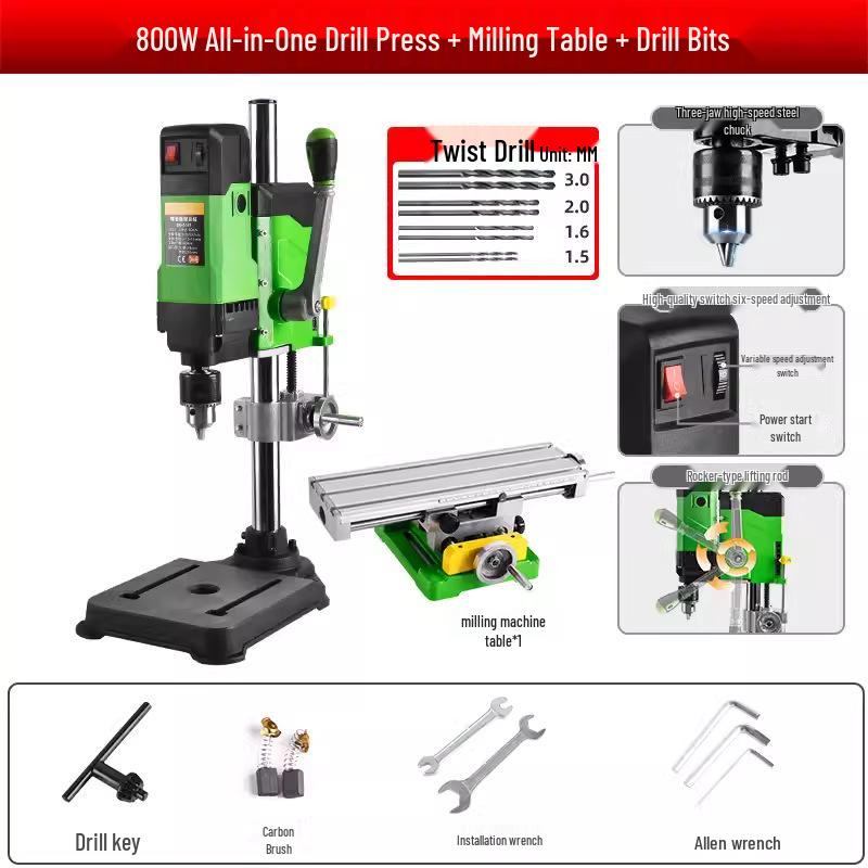 220V Industrial-Grade Mini High-Power Precision Bench Drill for Household and Multi-Functional Use