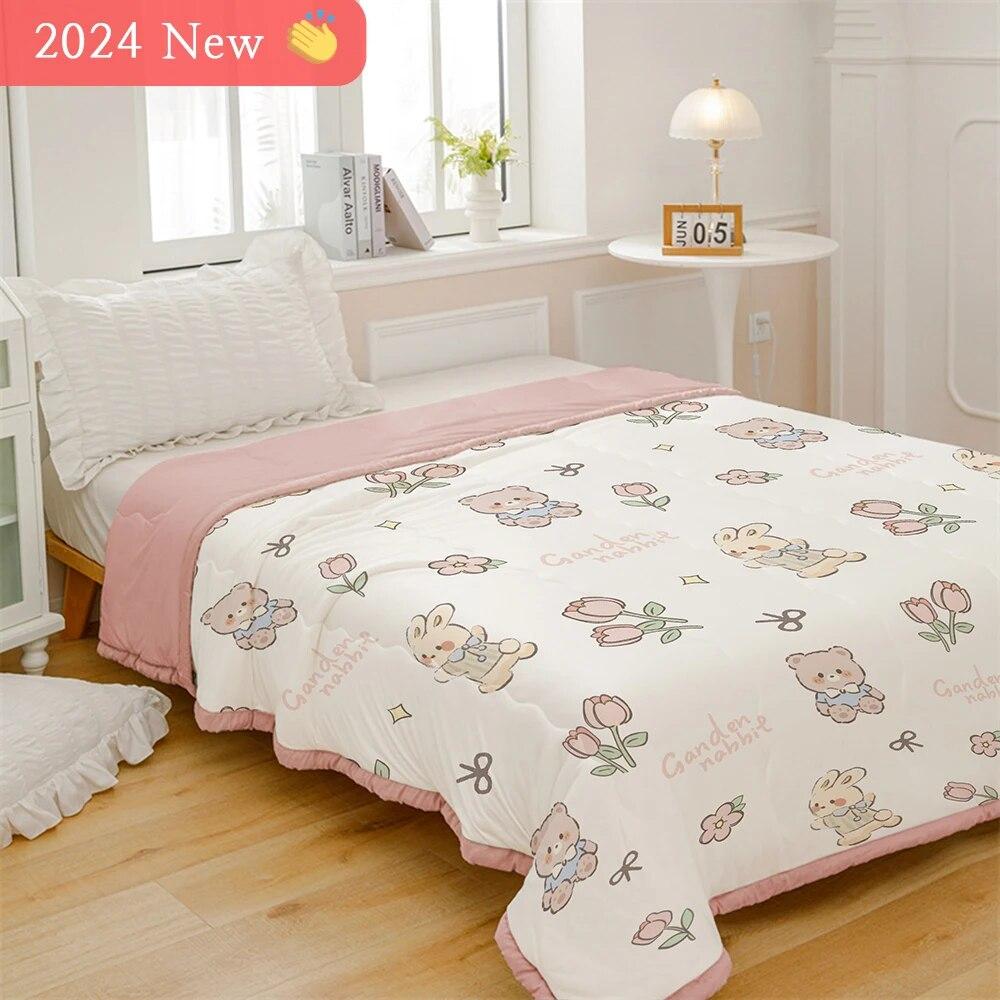 

Летнее одеяло, тонкое ватное одеяло, милое одеяло с принтом четырех сезонов, постельное белье, пододеяльник, двуспальное одеяло, одеяло 100x150cm