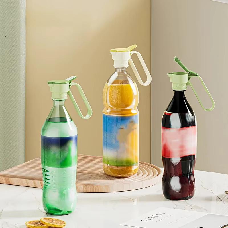 1PC Water Bottle Cap Cold Sealed Beverage Kettle Deflector Bottle Deflector with Handle Portable Beverage Oil Bottle Caps