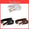 Twotone Cowhide Leather Belt With Alloy Square Buckle For Office And Daily Use