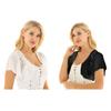 Womens Cropped Lace Bolero Shrug Short Bell Sleeve Open Front Cardigan Crop Top