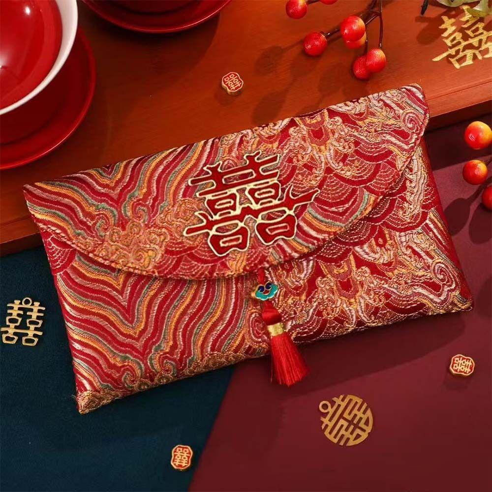 Traditional New Year Red Envelope Cloth Red Packet HongBao 2026 Lucky Money Bag  Wedding