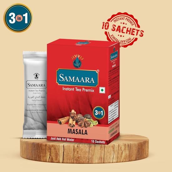 Samaara Instantowa Herbata w Saszetkach | Proszek Czarnej Herbaty Assam o Smaku Masala | Pudełko 10 Saszetek 150g
