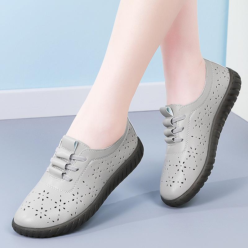 Sneakers Dame Sko Loafers Snøring Lær Flat Ny Vår Uformell komfortabel Mamma Sko Mujer Zapatos Chaussure Femme