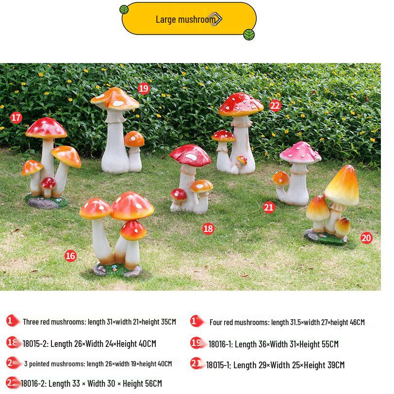 Resin Mushroom Ornaments for Outdoor Garden and Lawn Decor