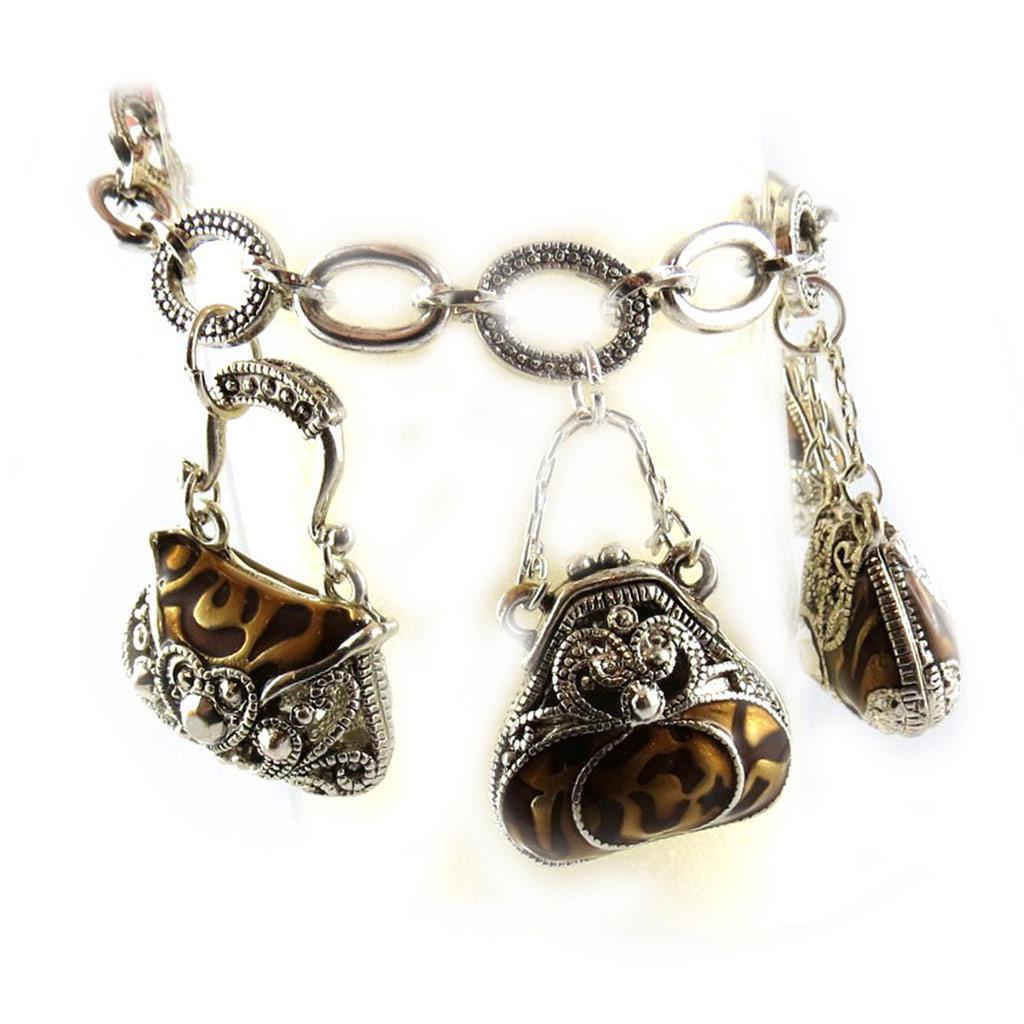 Les Trésors De Lily [F4699] – Silberbraunes Designer-Armband „Belle Epoque“.