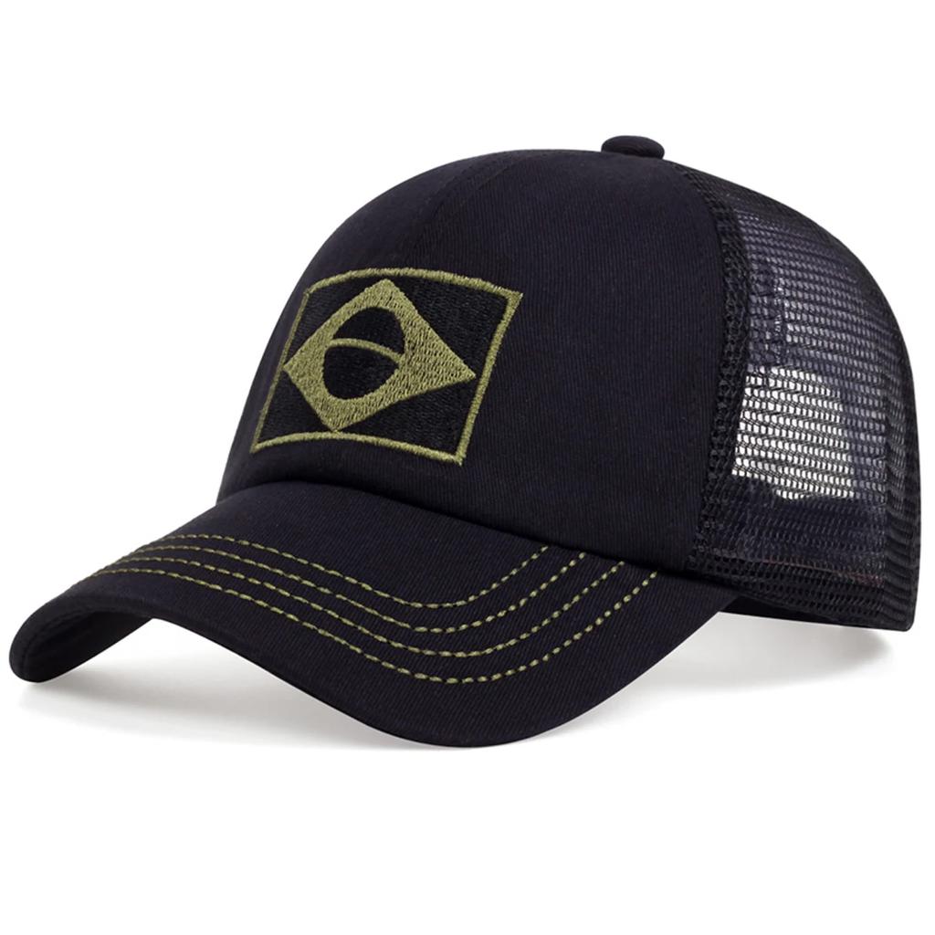 Cappelli a Rete da Baseball Unisex con Ricamo Bandiera Brasiliana Primavera ed Estate Outdoor Regolabili Cappelli Casual Cappello Parasole Cappellino Sportivo