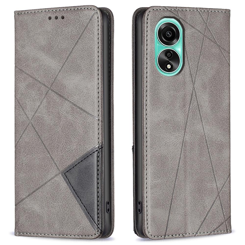 For Oppo A78 4G Stand Flip Cover PU Leather Imprinted Line Card Slots Phone Case