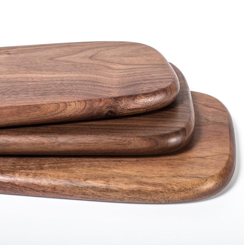 1pc Oval Wood Cutting Board, Solid Wood Black Walnut Wooden Chopping Boards for Bread, Vegetables & Fruits, Dinner Cheese Board with Hole,4 Size