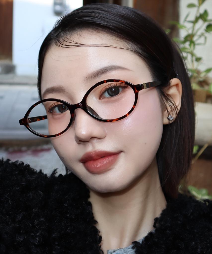 Hangeul [Blue Light Blocking] Geek Chic Oval Leopard Print