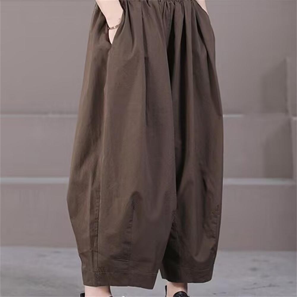 Korean Style Women Harem Pants Summer Vintage Solid Lantern Pants Casual Loose Female Wide Leg Pants Clothing