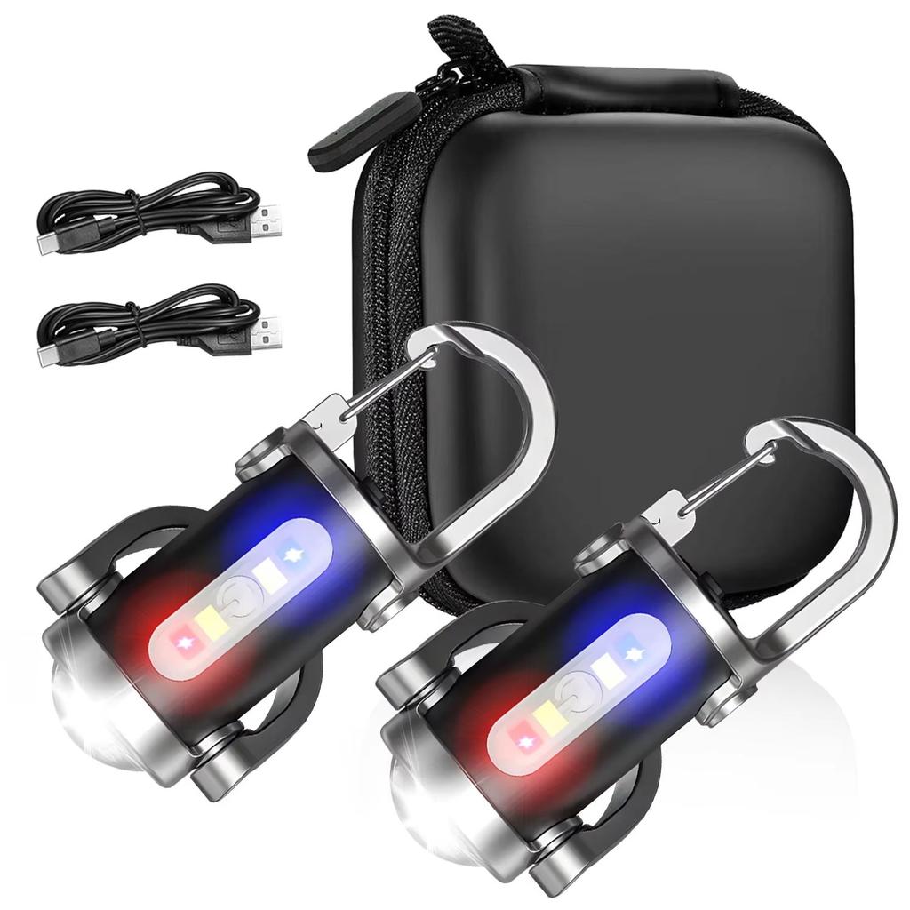 Powerful Mini COB LED Keychain Flashlight USB Rechargeable Hanging Work Light Waterproof Keyring Camping Walking Pocket Lamp