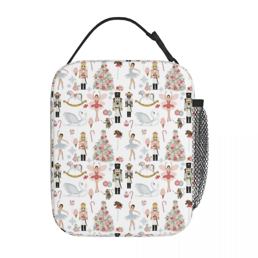 Nutcracker Ballet Christmas Theme Pattern Insulated Lunch Bag for Women Kids Leakproof Food Boxes Thermal Lunch Box Tote