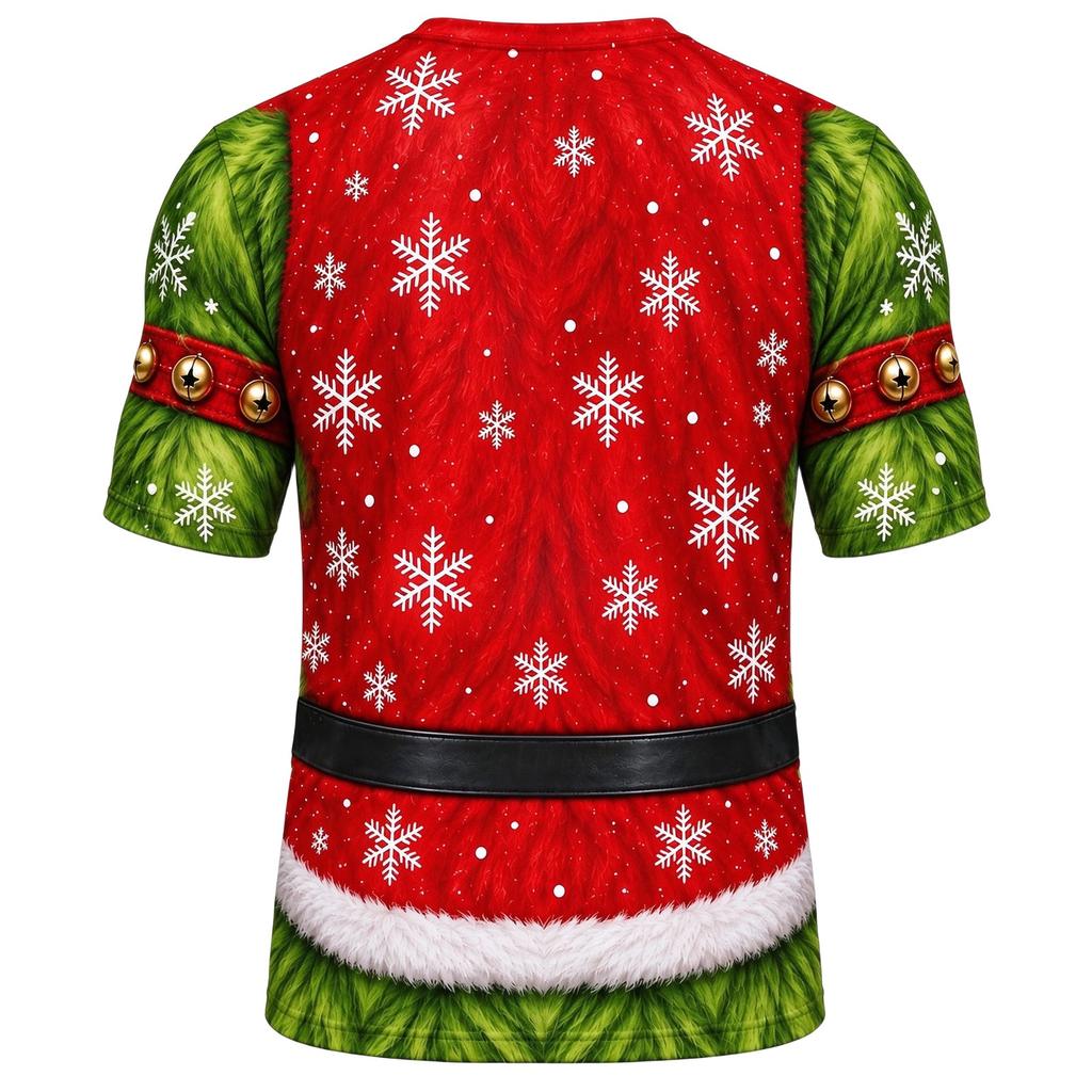 Men's Casual Crewneck T-Shirt Short Sleeve Christmas Print Top for Holiday Everyday Wear