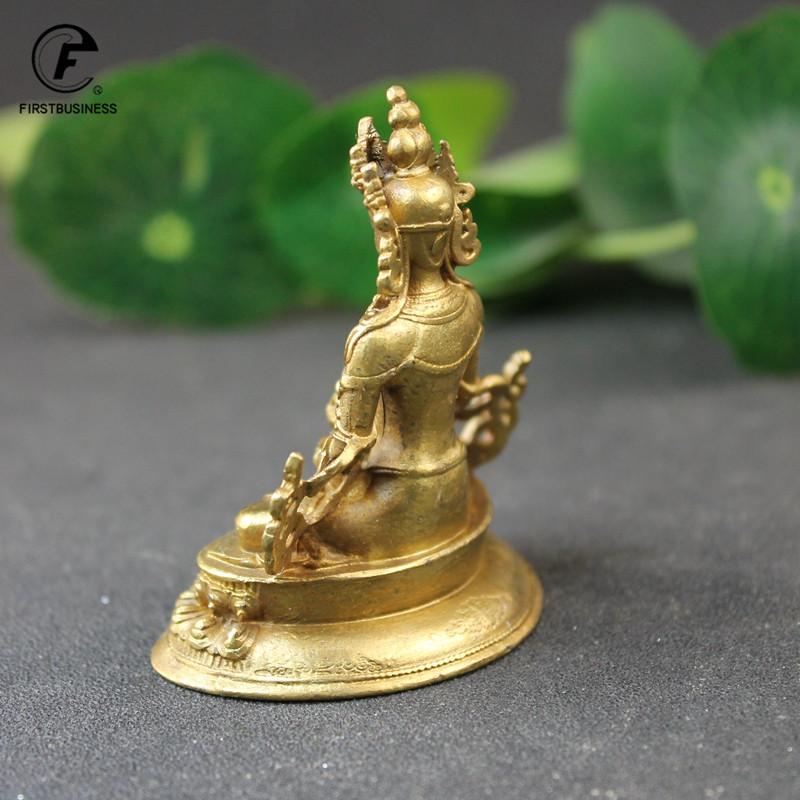 Antyczny Miedziany Budda Amitayus Mała Statuetka Ozdoby na Biurko Figurki Amitabha Szczęśliwe Akcesoria do Dekoracji Domu Rzemiosło Dekoracje