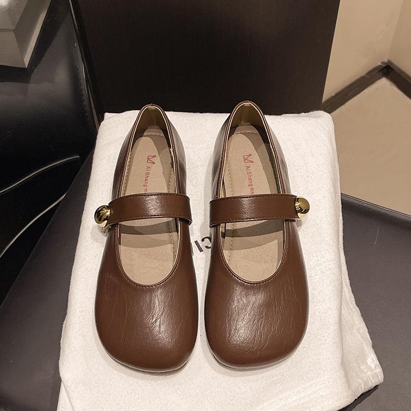 Flat Single Shoes Women's New Spring and Summer Mary Jane Shoes Gentle Wind Evening Shoes Small Leather Shoes Doudou Shoes
