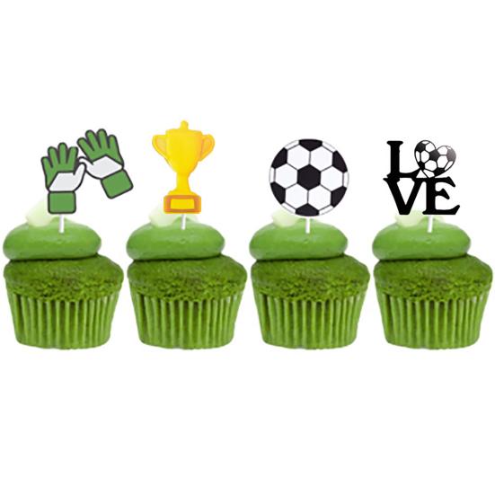 8 Pcs Soccer Cake Topper Decoration, Soccer Ball Goal Shoe Cupcake Topper for Sport Theme Birthday Party Supplies
