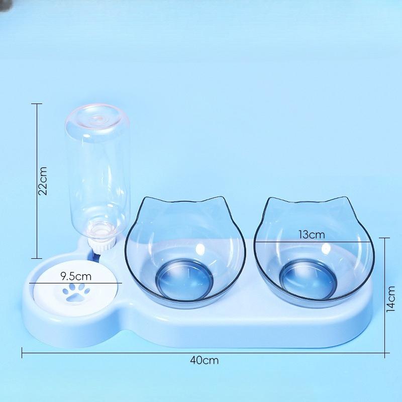 Cat Bowl, Pet Automatic Water Dispenser, Feeder, Double Bowl Integrated Moisture-proof Mouth, Cat and Dog Bowl, Pet Food Utensils