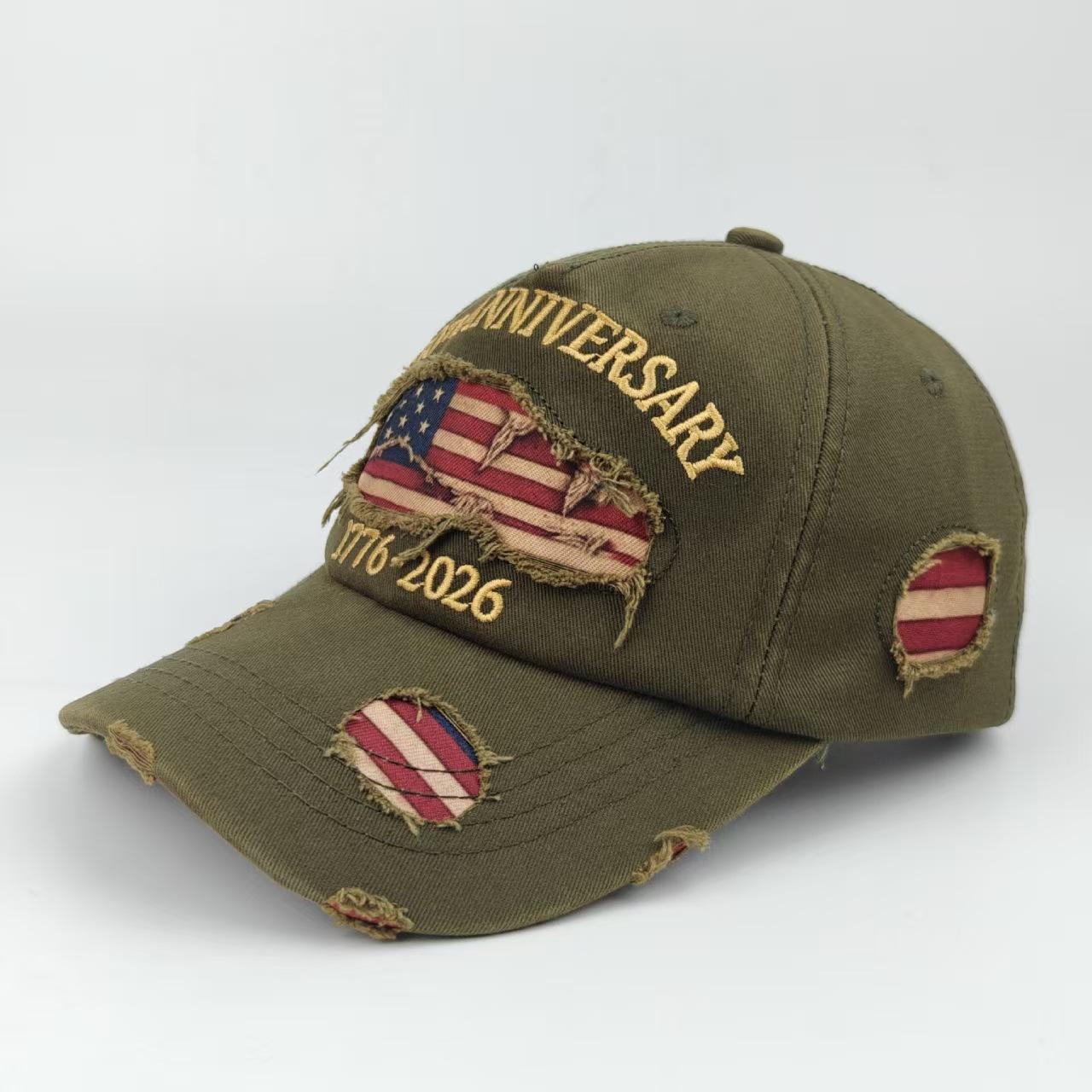 Usa 250ste Verjaardag Herdenkings Honkbalpet, Unisex Vintage Gewassen Katoen Snapback Met Zonbescherming Verstelbare Band Adjustable groen