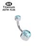 G23 Titan 5A Runder Zirkon CZ Bauchnabelring Körperschmuck Intern Gewindet Fassung gesetzt