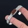 Birthday Gift For Her Natural Tiger Eye Gemstone Bangle Adjustable 925 Silver