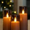 3PCS Small Flickering Flameless Candles Battery Operated LED Fake Candles for Holiday Decor, Home, Weddings Romantic Atmosphere