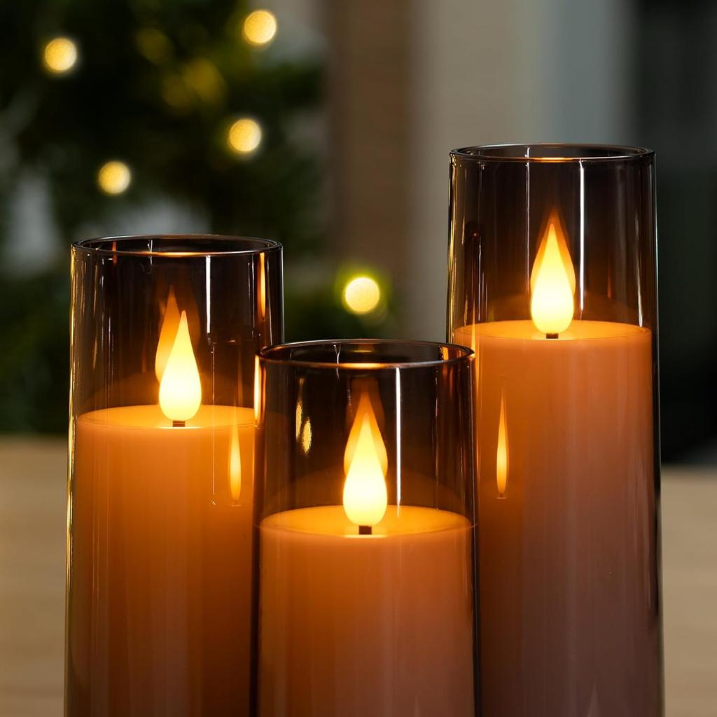 3PCS Small Flickering Flameless Candles Battery Operated LED Fake Candles for Holiday Decor, Home, Weddings Romantic Atmosphere