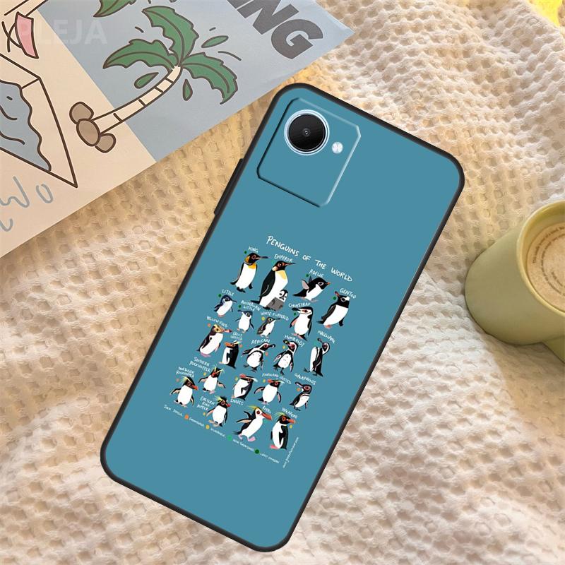 Cartoon Penguin Case For Realme C71 C75 C61 C53 C55 C33 C63 C51 C65 C67 11 12 13 14 Pro Plus GT6 GT7 15 Pro