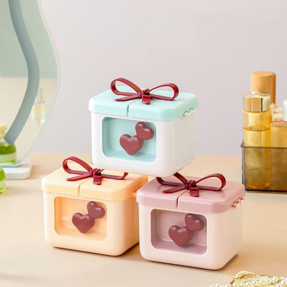 Plastic Bowknot Lipstick Storage Box Dust-Proof Dopamine Cosmetic Storage Container with Cover Makeup Organizer