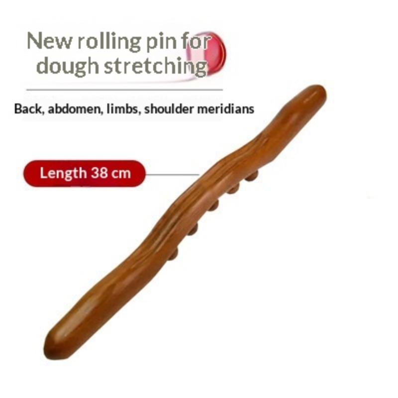 1Pcs Guasha Wood Stick Massage Tool,5 Beads Wood Massage Roller Stick,Lymphatic Drainage Massager For Body Shaping,Gua Sha Tools