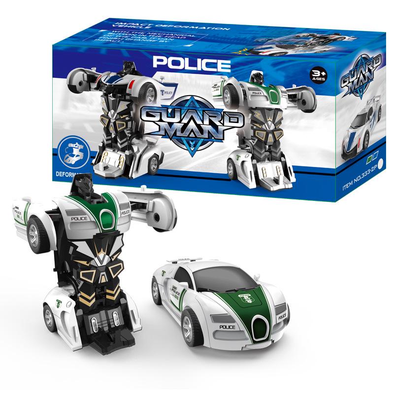 One-Key Transforming Bugatti Pull-Back Car Robot Toy