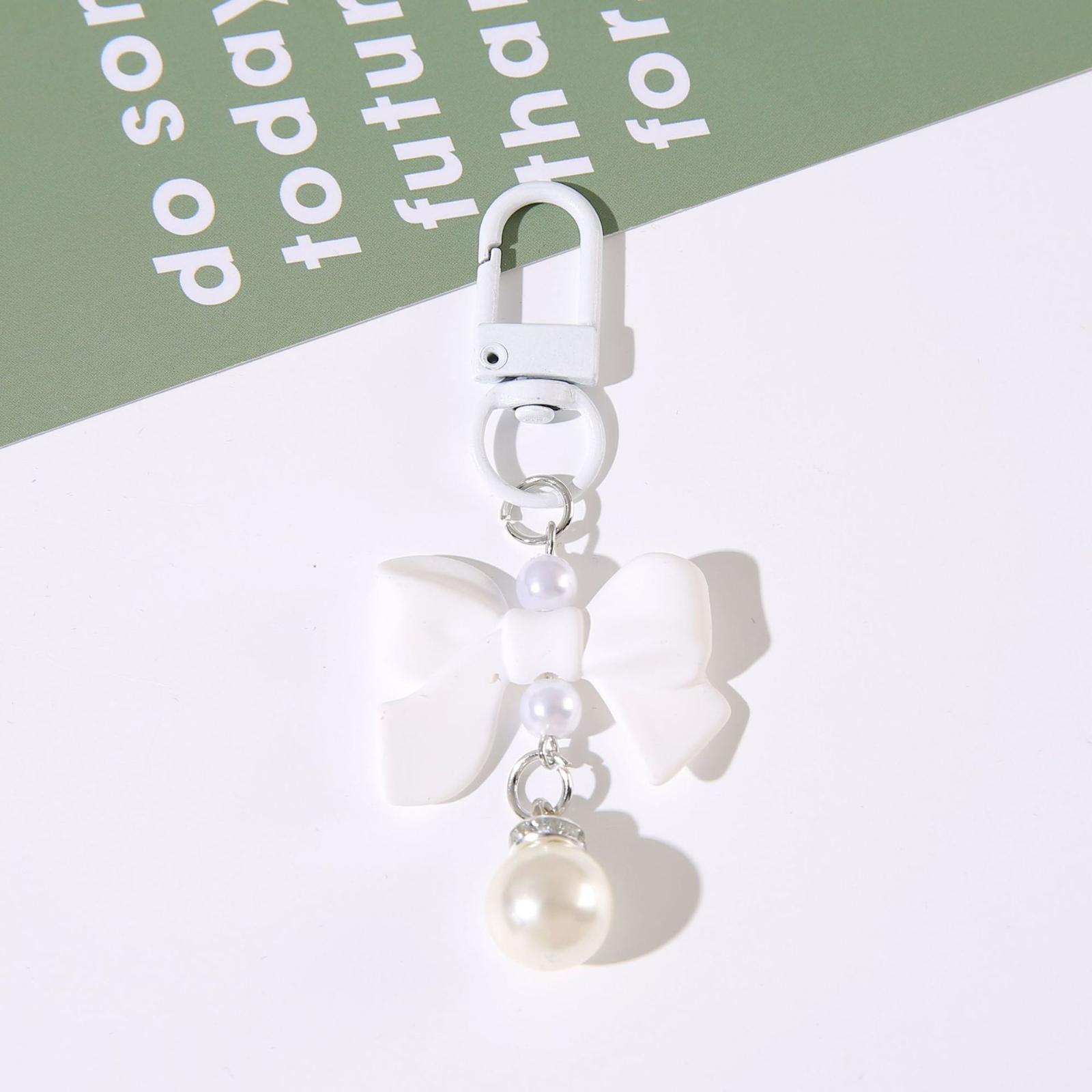 

Bow-knot Textured Lacquer Resin Pendant Mobile Phone Accessory Earphone Pouch Keyring Charm Accessory Handbag Clothing Student Gift One Size білий