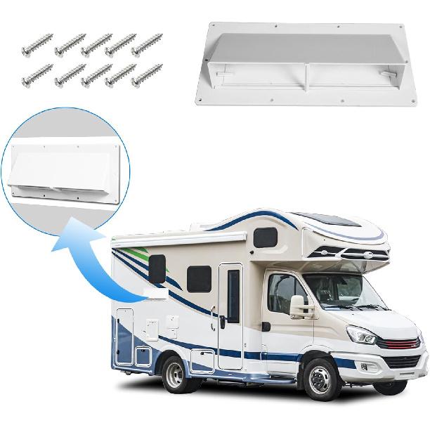 RV Vent Cover - Camper Exhaust Vent with Locking Damper White