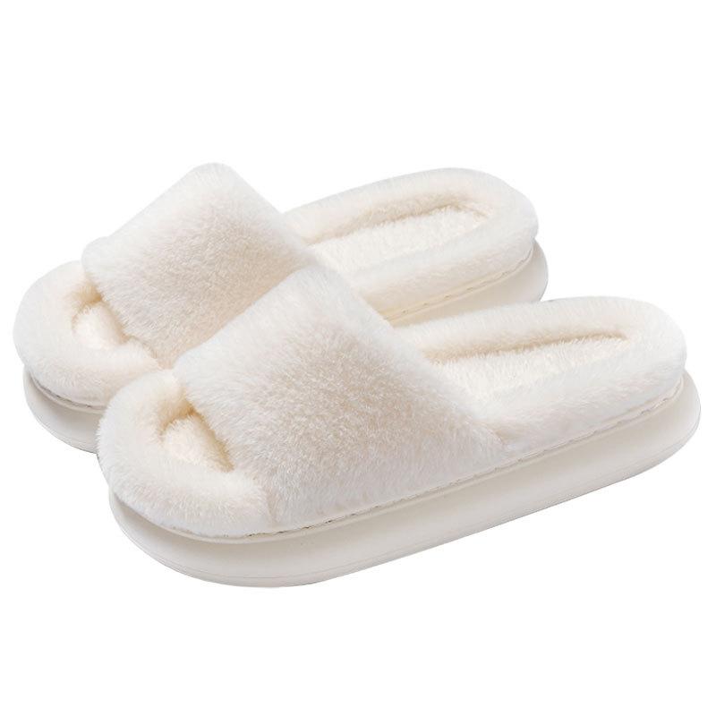 Thick-bottomed fluffy slippers women's autumn and winter 2025 new indoor home non-slip warm couple cotton slippers men