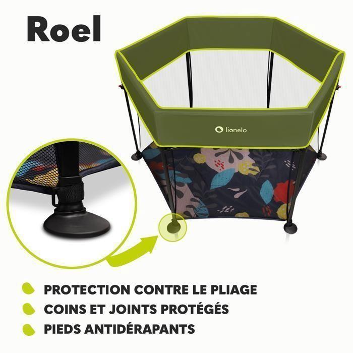 Parc Bébé 136 X 136cm LIONELO Roel - Grand Espace De Jeu - Pliage Et Dépliage Rapides - Bleu