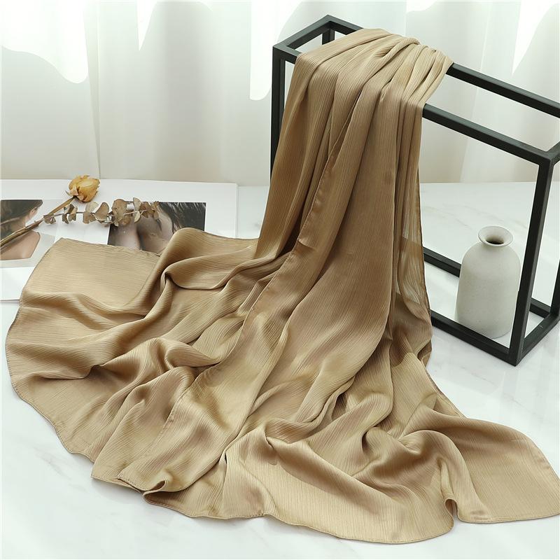 Headscarf Solid color silk scarf Basic versatile scarf Women's smooth crepe travel scarf Xizang travel shawl