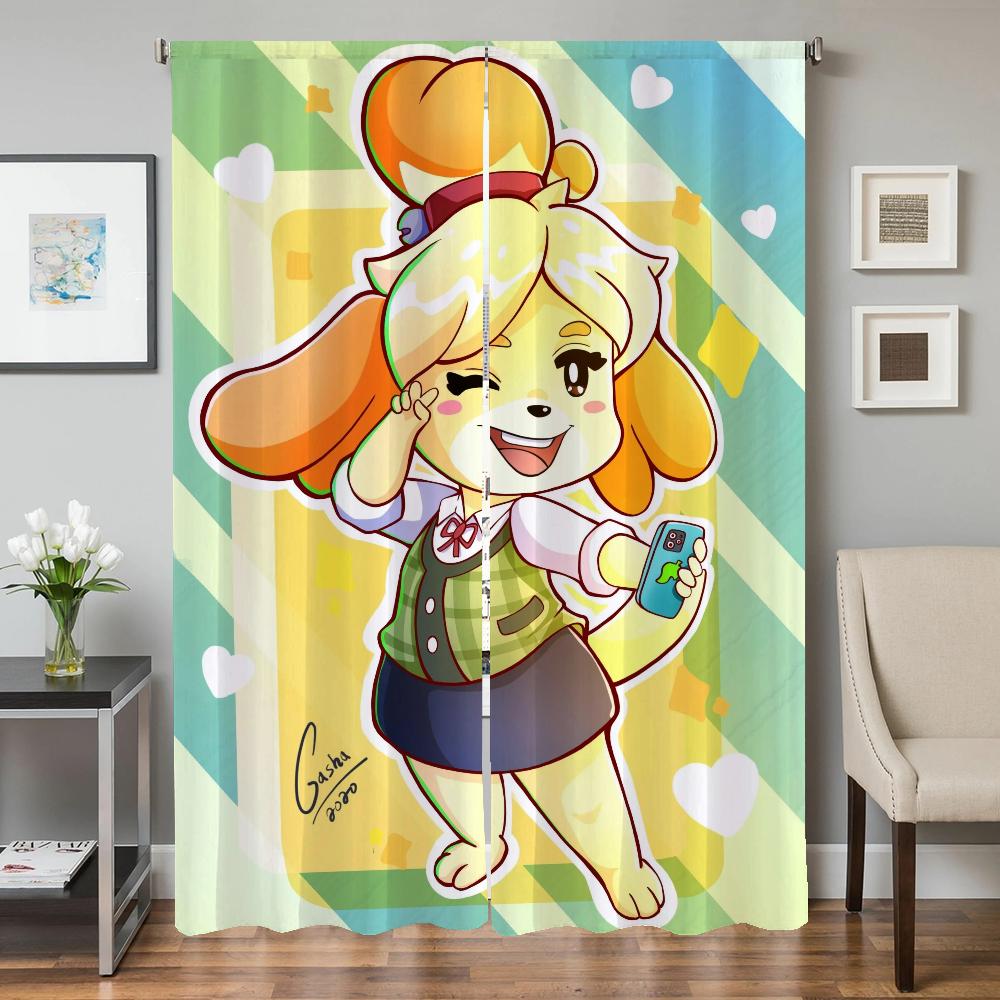 Window Kitchen Curtains for Living Room 2 Pieces Blackout Curtains Door Curtain Animal Crossing Partition Bedroom Decoration
