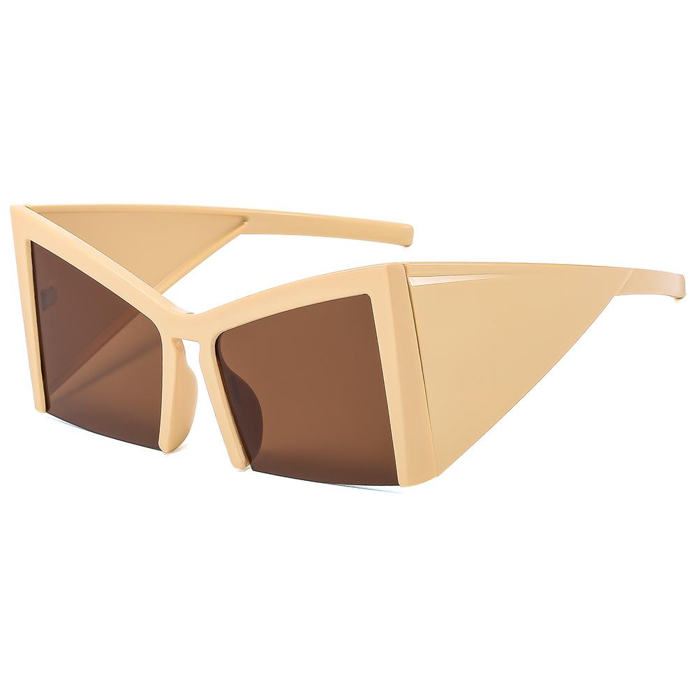 

Half-Frame Square Sunglasses Women Men Travel Luxury Male Big Shades Female Oversize Sun Glasses UV400 Brand Gafas Oculos Retro as picture бежевый
