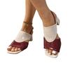 Sandals Shoes Big Size Slippers Women Summer Square heel Pantofle Low Med Slides Block 2025 Hoof Heels Fabric Rome