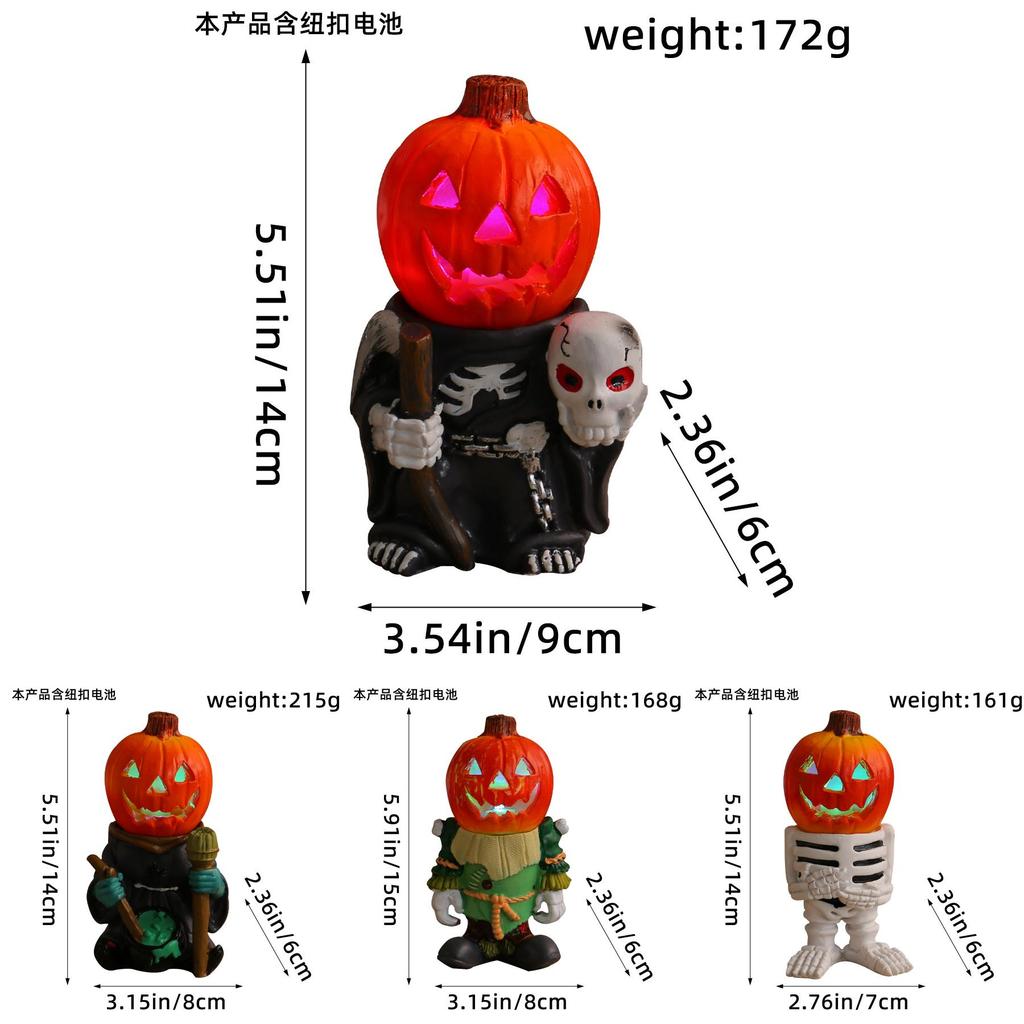 Decorative Led Pumpkin Knight Tabletop Ornament For Halloween Festive Home Decor