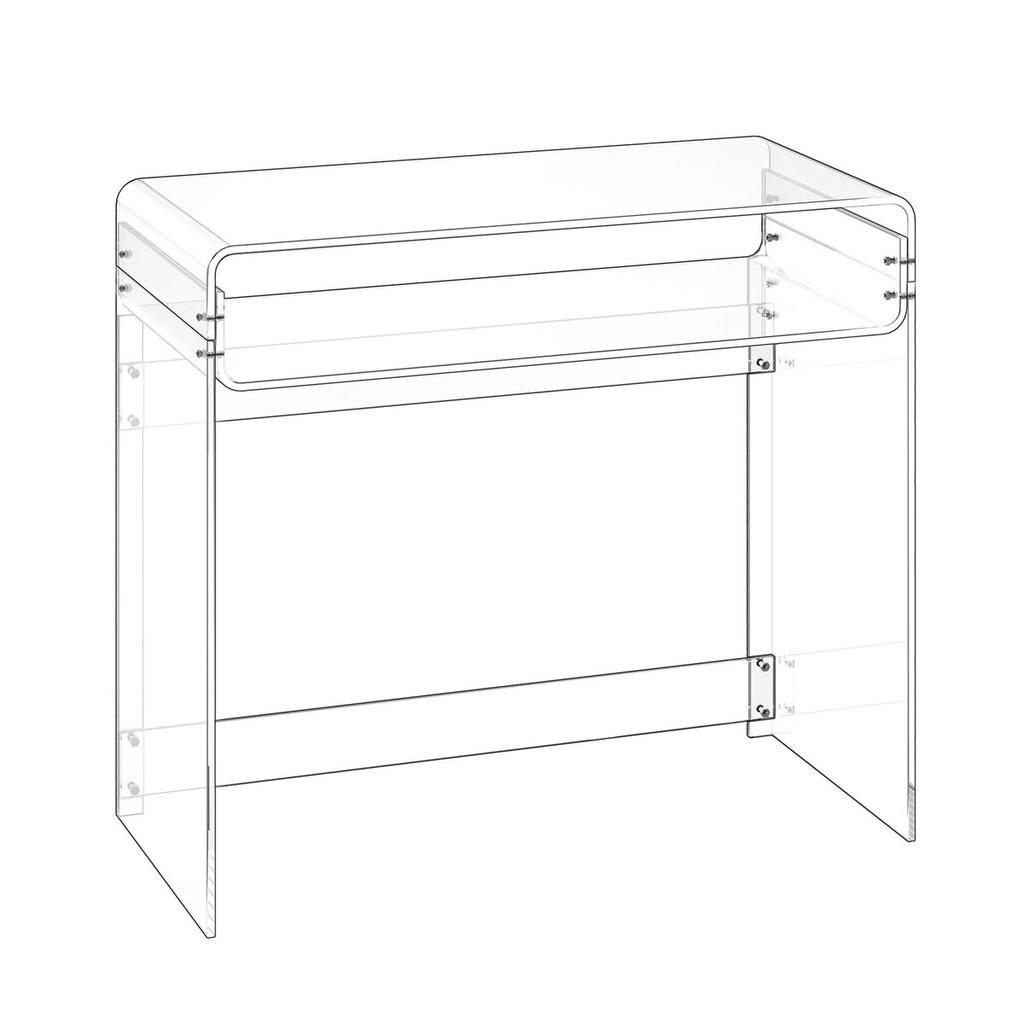 Acrylic Table, 2 Tiers Clear End Table with Storage Shelf, Modern Rectangle Acrylic Side Desk, Transparent Thick Desk Nightstand for Bedroom, Office,