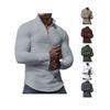 Men's spring and autumn small checkered sweater stand-up collar half-section zipper long-sleeved jacquard men's tops are trendy and versatile