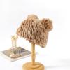Cute cat ears real rabbit fur hat thickened thermal hat fashionable versatile fur straw hat women's autumn and winter versatile tide