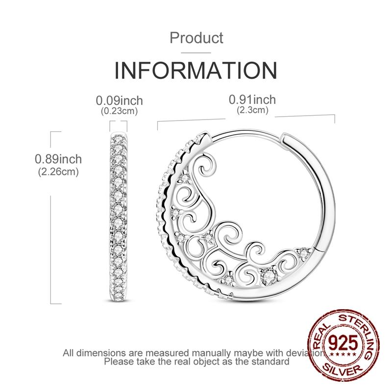 Vintage Filigree Scroll Hoop Earrings 925 Sterling Silver Pave CZ Elegant Hypoallergenic Jewelry Gift for Women