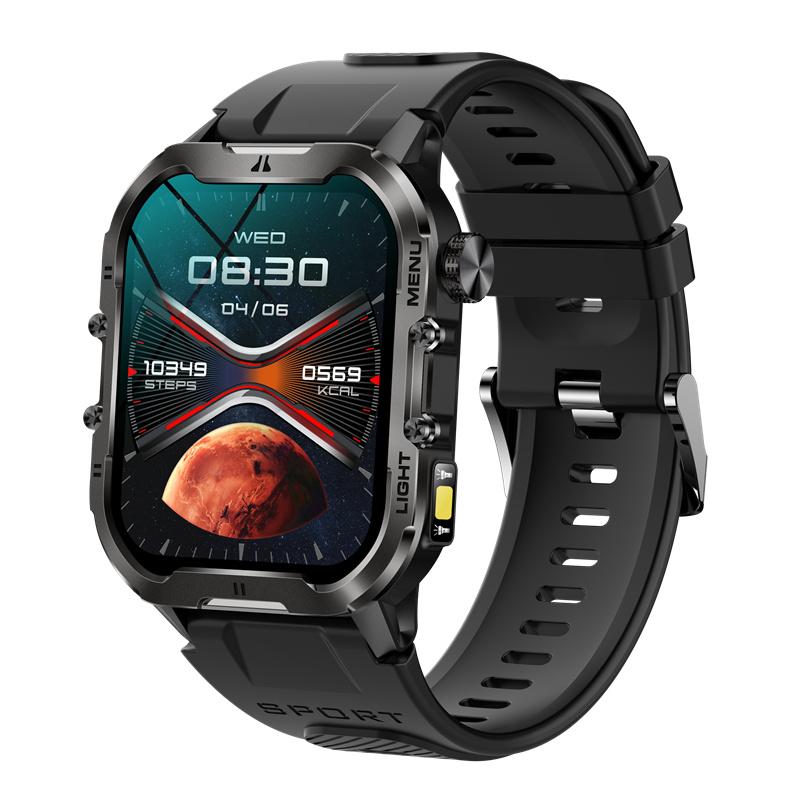 T26 Chytré hodinky Svítilna 1,96" Velký displej LED Světlo Bluetooth Volání SOS Venkovní Odolné Sportovní Fitness Tracker Chytré hodinky