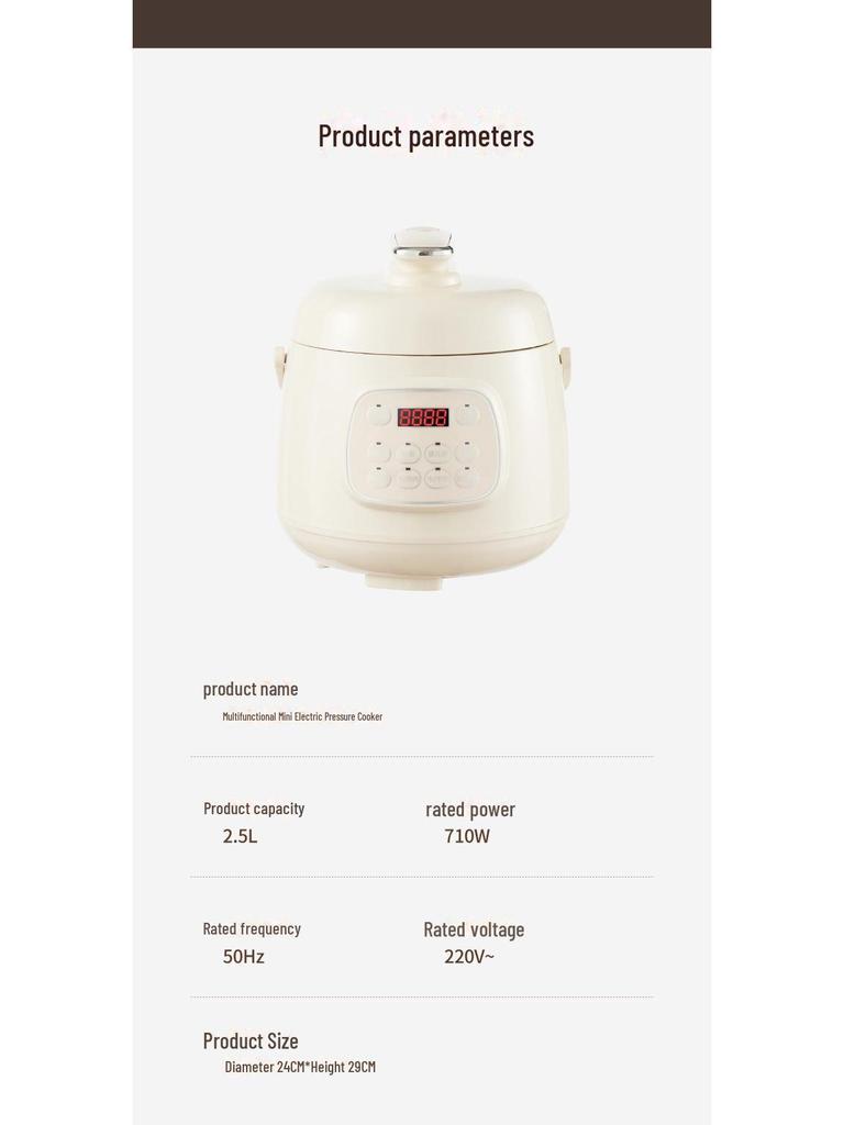 Miniaturowy szybkowar elektryczny Hemisphere 2,5 l, stal nierdzewna 304, dla 3 osób, wielofunkcyjny, kompaktowy rozmiar.