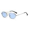 Retro Oval Fashion Double Beam Metal Sunscreen Sunglasses Trendy Men'S And Women'S Sun Glasses Uv400